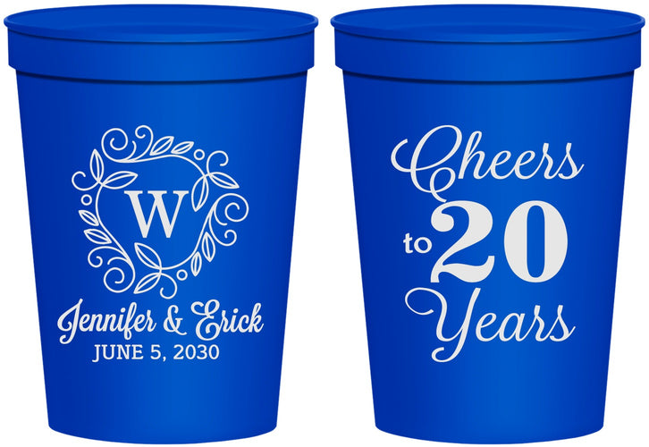 Personalized Anniversary 16 oz Stadium Cups - Cheers To 20 Years | 80001