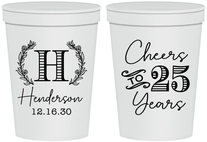 Personalized Anniversary 16 oz Stadium Cups - Cheers To 25 Years | 80002