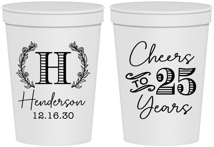 Personalized Anniversary 16 oz Stadium Cups - Cheers To 25 Years | 80002