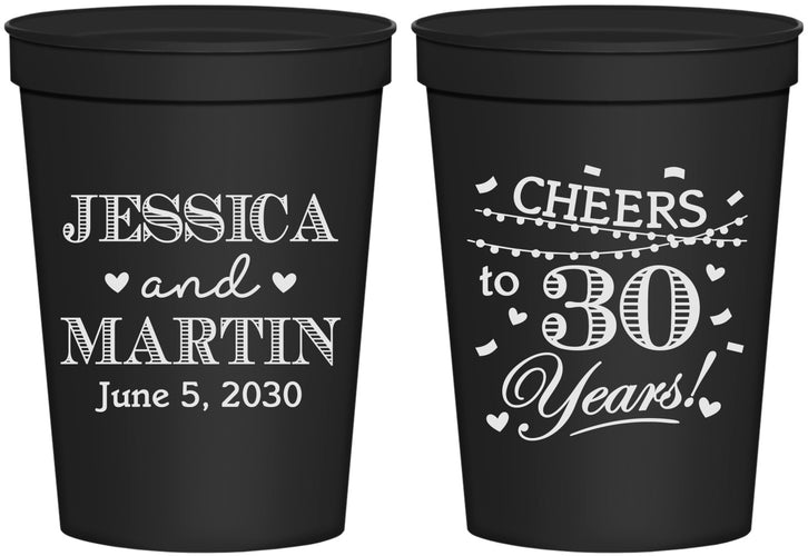 Personalized Anniversary 16 oz Stadium Cups - Cheers To 30 Years | 80003