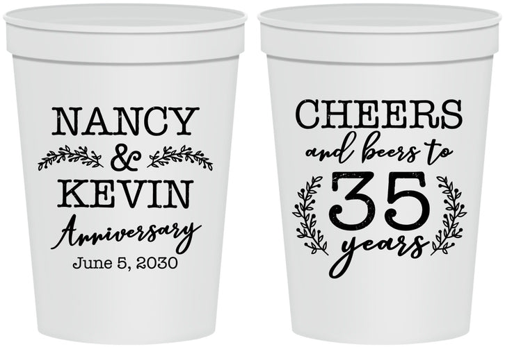 Personalized Anniversary 16 oz Stadium Cups - Cheers To 35 Years | 80004