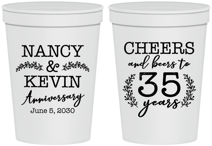 Personalized Anniversary 16 oz Stadium Cups - Cheers To 35 Years | 80004
