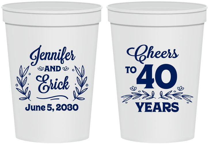 Personalized Anniversary 16 oz Stadium Cups - Cheers To 40 Years | 80005
