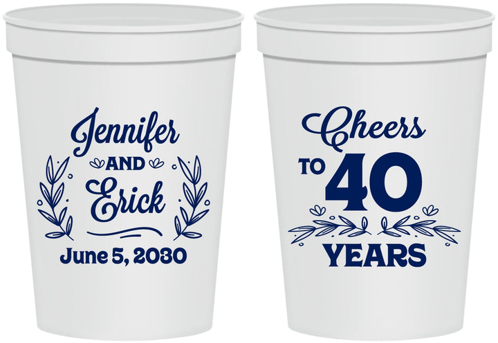 Personalized Anniversary 16 oz Stadium Cups - Cheers To 40 Years | 80005