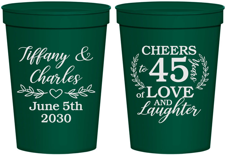 Personalized Anniversary 16 oz Stadium Cups - Cheers To 45 Years | 80006