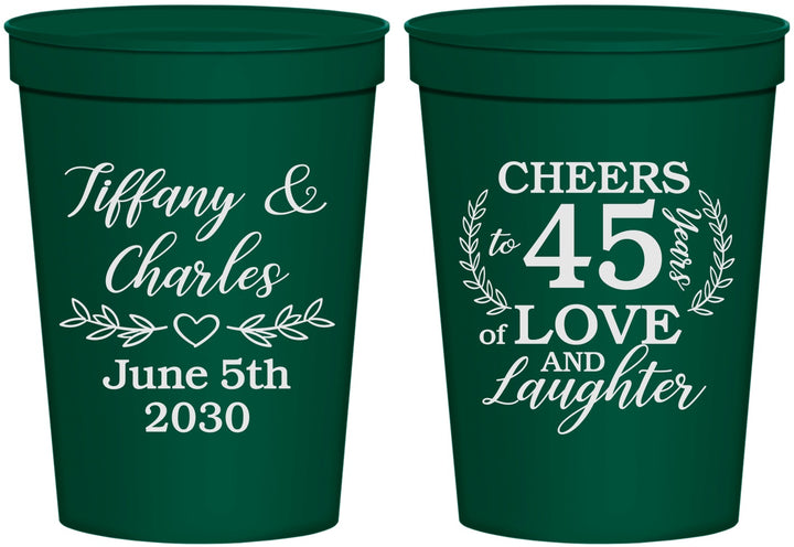 Personalized Anniversary 16 oz Stadium Cups - Cheers To 45 Years | 80006