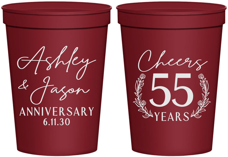 Personalized Anniversary 16 oz Stadium Cups - Cheers To 55 Years | 80008
