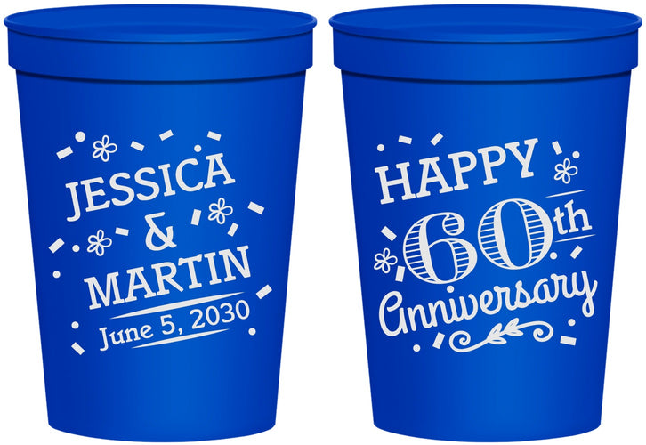 Personalized Anniversary 16 oz Stadium Cups - Cheers To 60 Years | 80009
