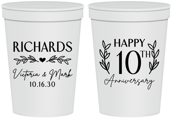 Personalized Anniversary 16 oz Stadium Cups - 10th Wedding | 80010