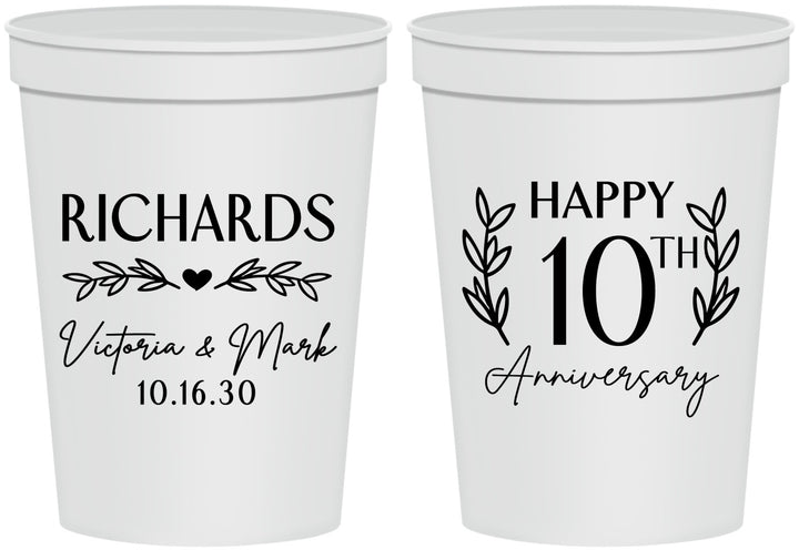Personalized Anniversary 16 oz Stadium Cups - 10th Wedding | 80010