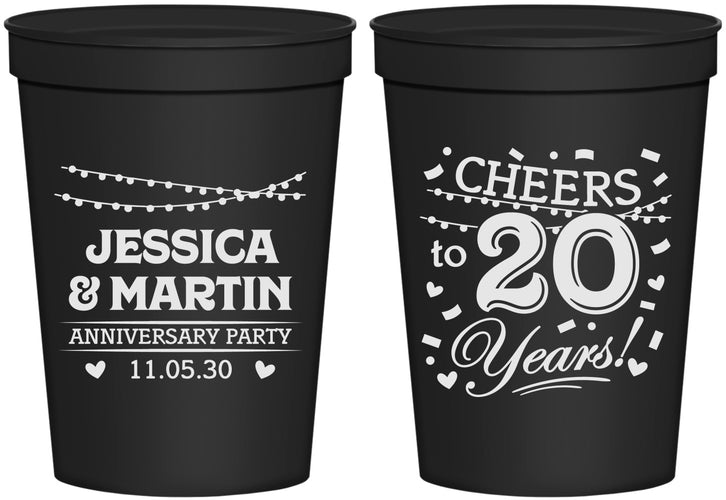 Personalized Anniversary 16 oz Stadium Cups - Cheers To 20 Years | 80011