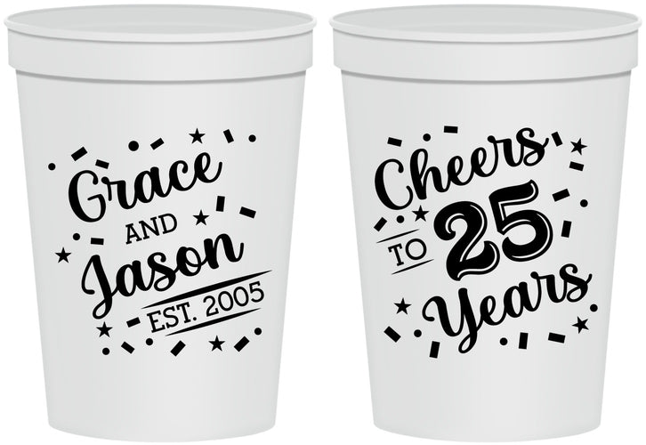 Personalized Anniversary 16 oz Stadium Cups - Cheers To 25 Years | 80012