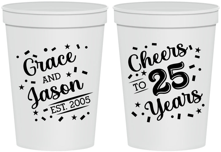 Personalized Anniversary 16 oz Stadium Cups - Cheers To 25 Years | 80012