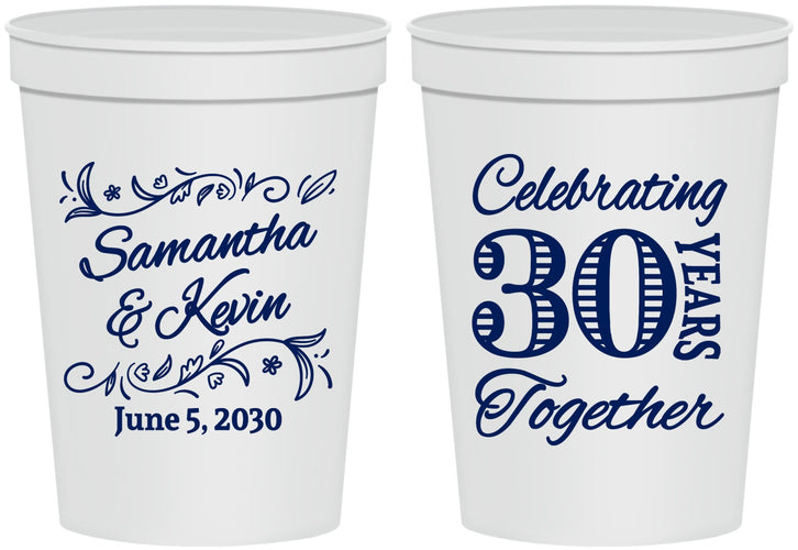 Personalized Anniversary 16 oz Stadium Cups - 30 Years Together | 80013