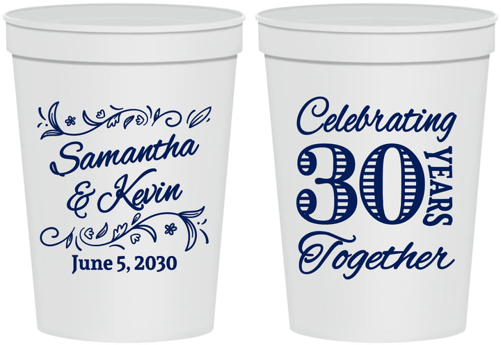 Personalized Anniversary 16 oz Stadium Cups - 30 Years Together | 80013