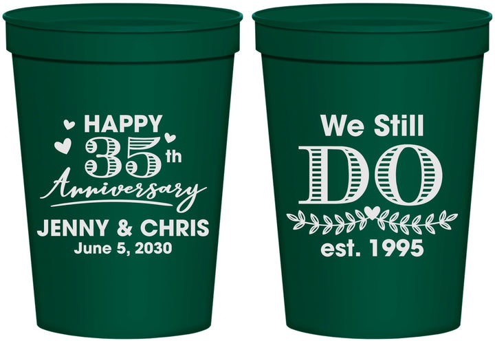 Personalized Anniversary 16 oz Stadium Cups - 35th Wedding | 80014