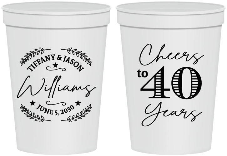 Personalized Anniversary 16 oz Stadium Cups - Cheers To 40 Years | 80015