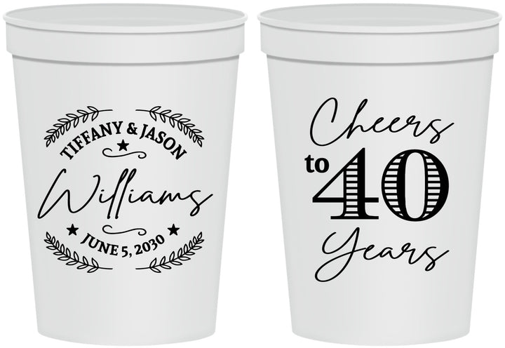 Personalized Anniversary 16 oz Stadium Cups - Cheers To 40 Years | 80015