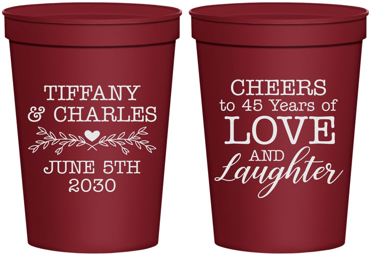 Personalized Anniversary 16 oz Stadium Cups - Cheers To 45 Years | 80016