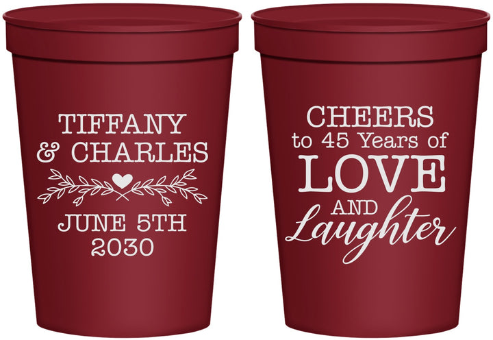 Personalized Anniversary 16 oz Stadium Cups - Cheers To 45 Years | 80016
