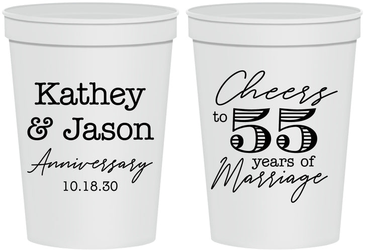 Personalized Anniversary 16 oz Stadium Cups - Cheers To 55 Years | 80018