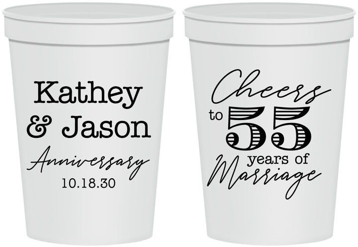 Personalized Anniversary 16 oz Stadium Cups - Cheers To 55 Years | 80018