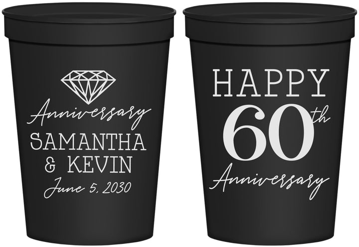 Personalized Anniversary 16 oz Stadium Cups - 60th Wedding | 80019