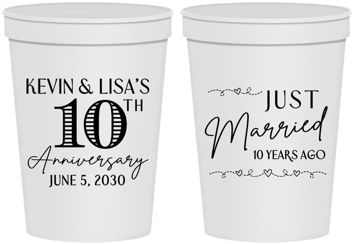 Personalized Anniversary 16 oz Stadium Cups - 10 Years Down | 80020
