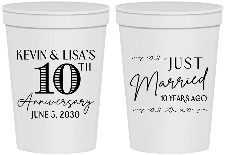 Personalized Anniversary 16 oz Stadium Cups - 10 Years Down | 80020