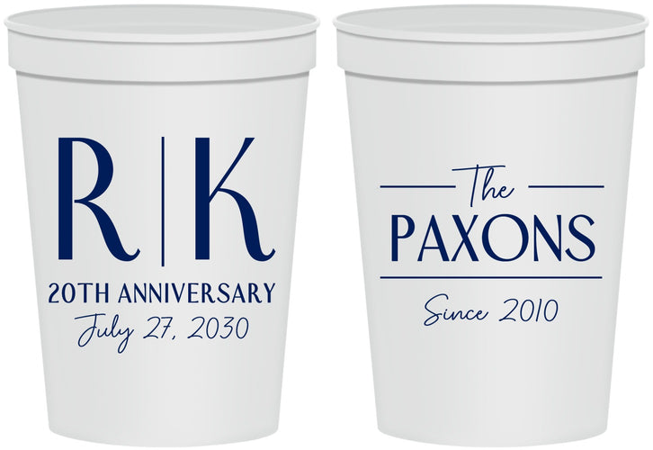 Personalized Anniversary 16 oz Stadium Cups - 20th Wedding | 80021