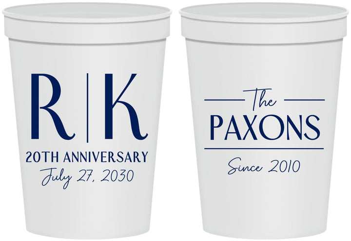 Personalized Anniversary 16 oz Stadium Cups - 20th Wedding | 80021
