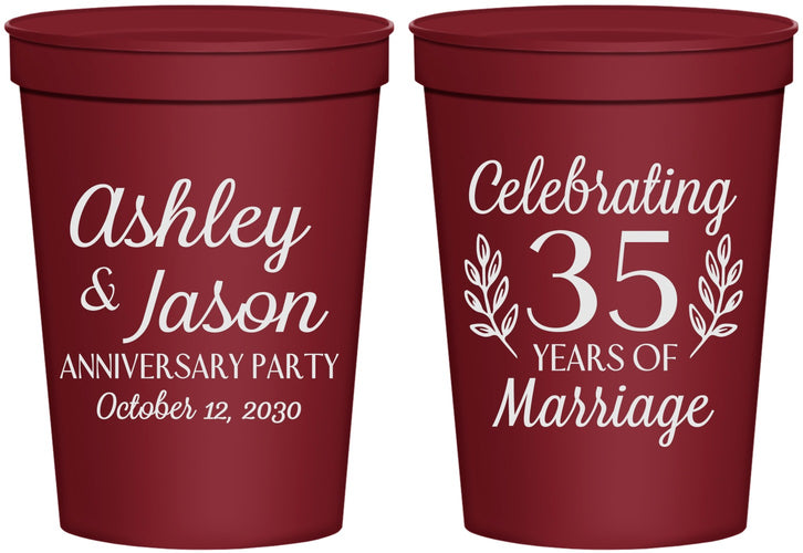 Personalized Anniversary 16 oz Stadium Cups - 35 Years Of Marriage | 80024
