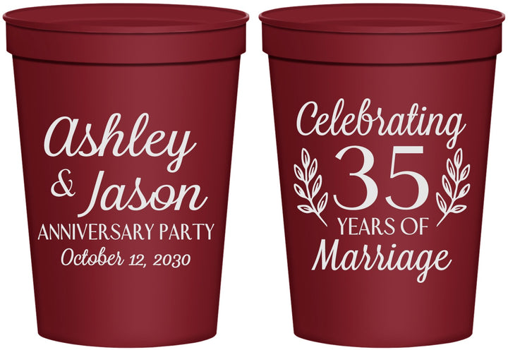 Personalized Anniversary 16 oz Stadium Cups - 35 Years Of Marriage | 80024