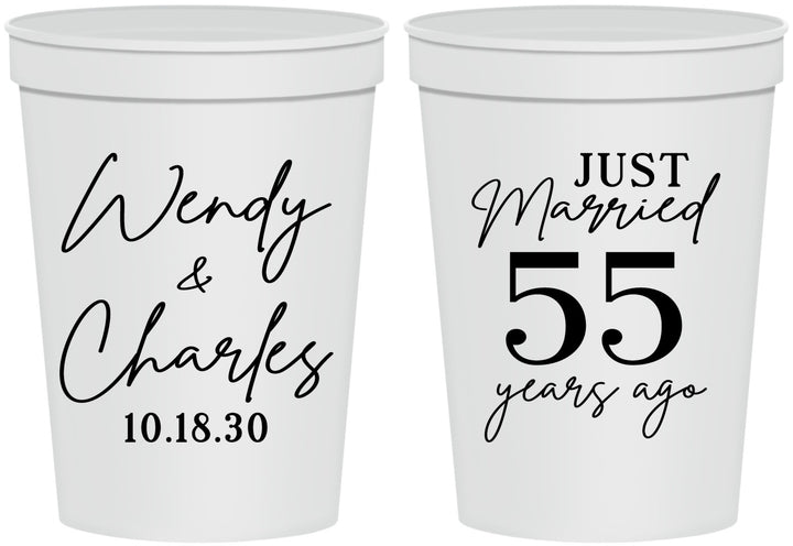 Personalized Anniversary 16 oz Stadium Cups - Just Married 55 Years Ago | 80028