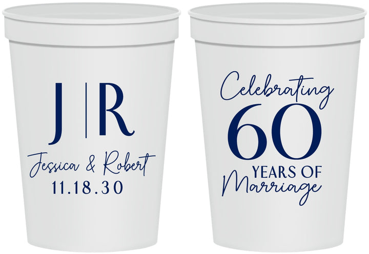 Personalized Anniversary 16 oz Stadium Cups - 60 Years Of Marriage | 80029