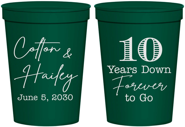 Personalized Anniversary 16 oz Stadium Cups - Just Married 10 Years Ago | 80030