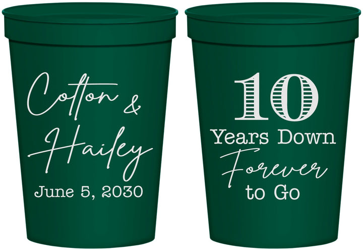 Personalized Anniversary 16 oz Stadium Cups - Just Married 10 Years Ago | 80030