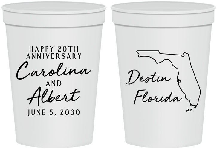 Personalized Anniversary 16 oz Stadium Cups - 20th Wedding | 80031