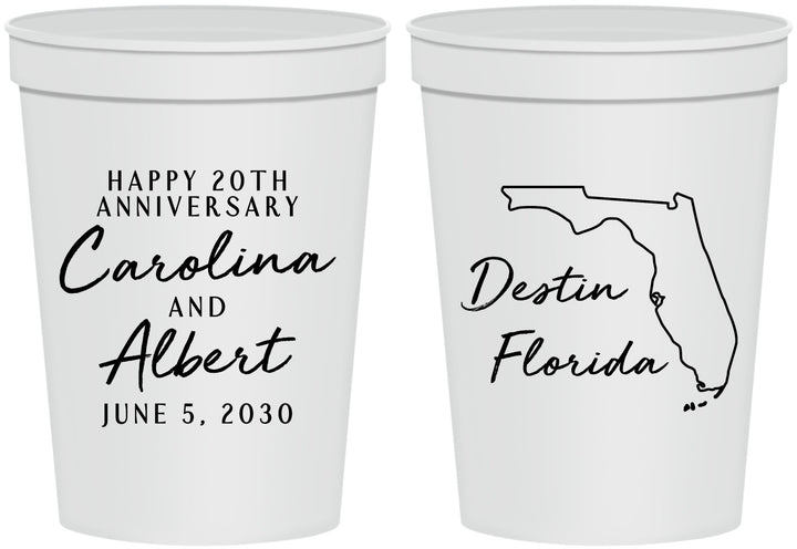 Personalized Anniversary 16 oz Stadium Cups - 20th Wedding | 80031