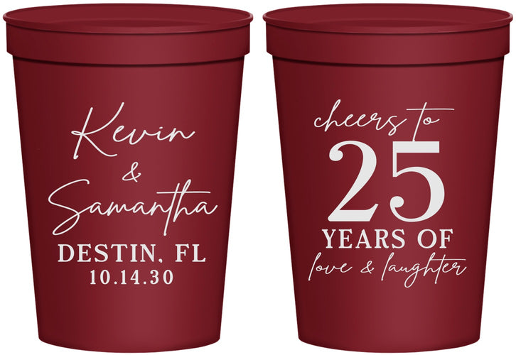 Personalized Anniversary 16 oz Stadium Cups - 25 Years Of Marriage | 80032