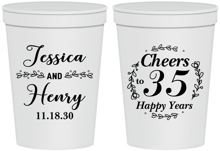 Personalized Anniversary 16 oz Stadium Cups - Cheers To 35 Years | 80034