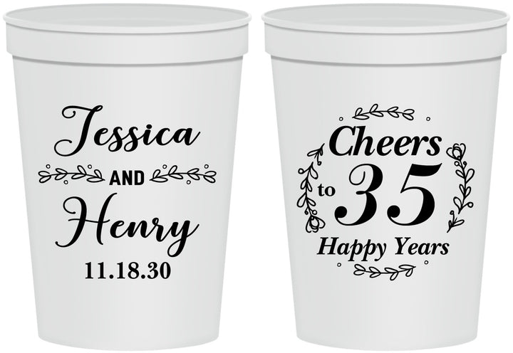 Personalized Anniversary 16 oz Stadium Cups - Cheers To 35 Years | 80034