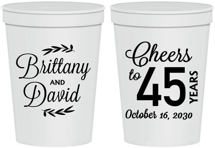 Personalized Anniversary 16 oz Stadium Cups - Cheers To 45 Years | 80036