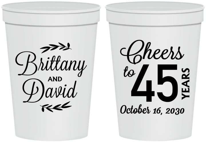 Personalized Anniversary 16 oz Stadium Cups - Cheers To 45 Years | 80036