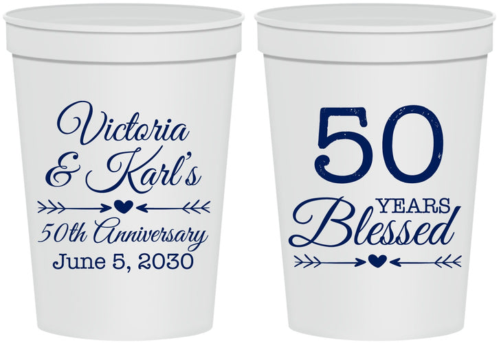 Personalized Anniversary 16 oz Stadium Cups - 50 Years Blessed | 80037