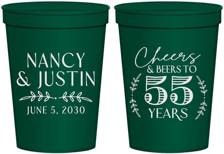 Personalized Anniversary 16 oz Stadium Cups - Cheers To 55 Years | 80038