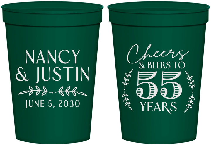 Personalized Anniversary 16 oz Stadium Cups - Cheers To 55 Years | 80038