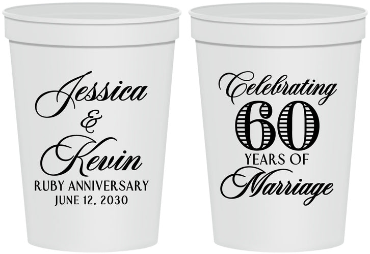 Personalized Anniversary 16 oz Stadium Cups - 60 Years Of Marriage | 80039