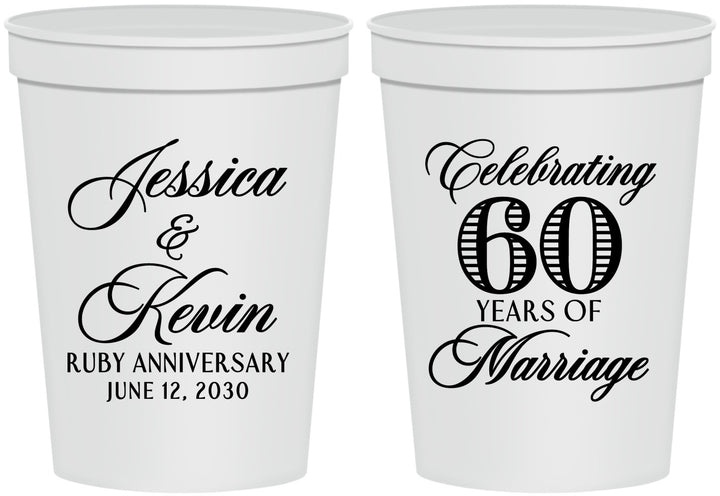 Personalized Anniversary 16 oz Stadium Cups - 60 Years Of Marriage | 80039