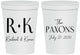 Personalized Wedding 16 oz Stadium Cups - Two Letter Monogram | 802